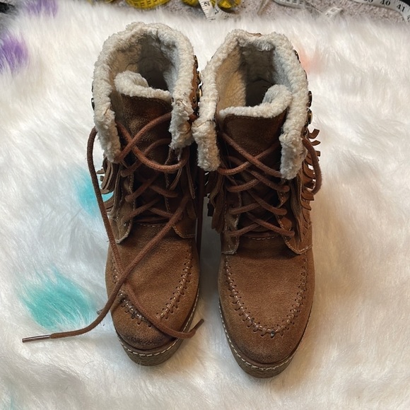 SAM EDELMAN KEMPER FRINGE SUEDE LEATHER ANKLE BOOTIES BOOTS WOMENS 6 - Picture 2 of 8